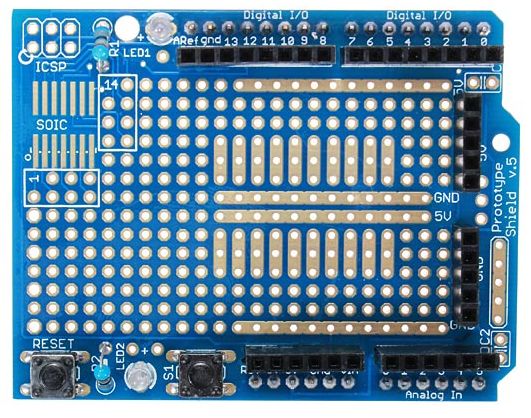 Arduino ProtoShield met Mini Breadboard 170 gaats bovenkant
